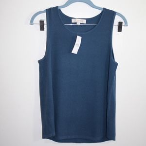 Ann Taylor Loft Blue Ribbed Tank Top